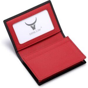 Women's Black Red Classy Matte Genuine Leather Wallets Credit Card Holder